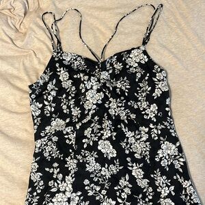 Double strap floral midi